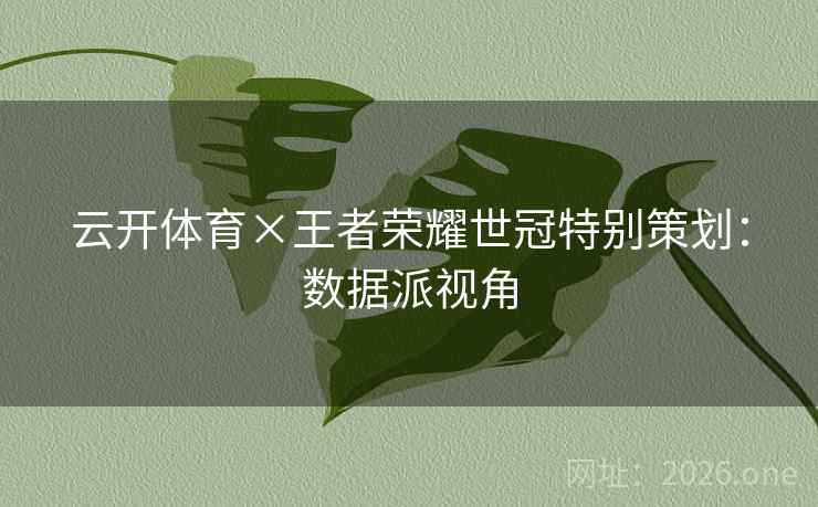 云开体育×王者荣耀世冠特别策划：数据派视角