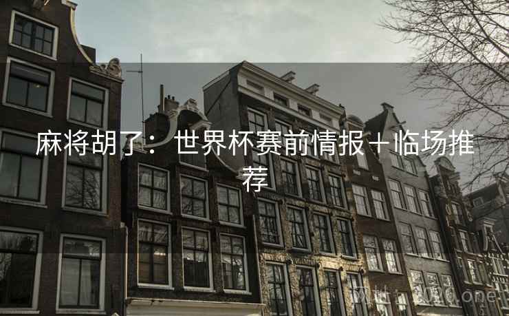 麻将胡了：世界杯赛前情报＋临场推荐