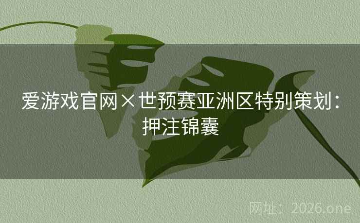 爱游戏官网×世预赛亚洲区特别策划：押注锦囊